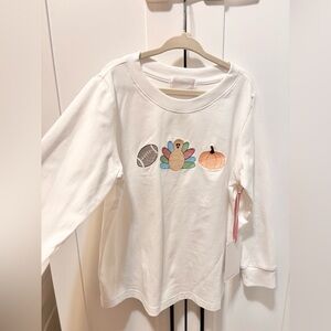 Cecil and Lou Embroidered Turkey & Pumpkin Long-Sleeve Top